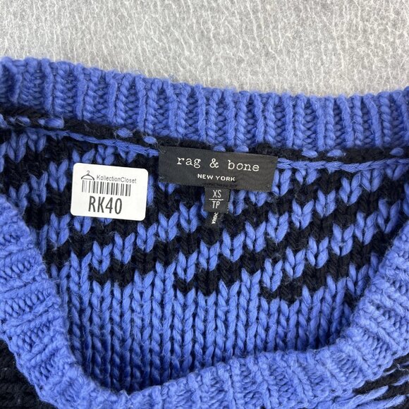 Rag & Bone Sweater Womens XS Textured Patchwork Knit Pullover Wool Blend - Picture 7 of 11